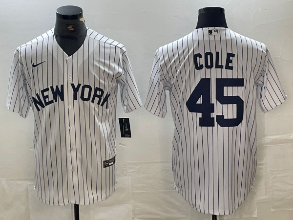 Men's New York Yankees #45 Gerrit Cole White Cool Base Stitched Baseball Jersey